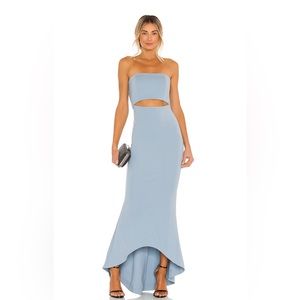 Beautiful Baby Blue strapless dress worn only one time.  (small mark on train )